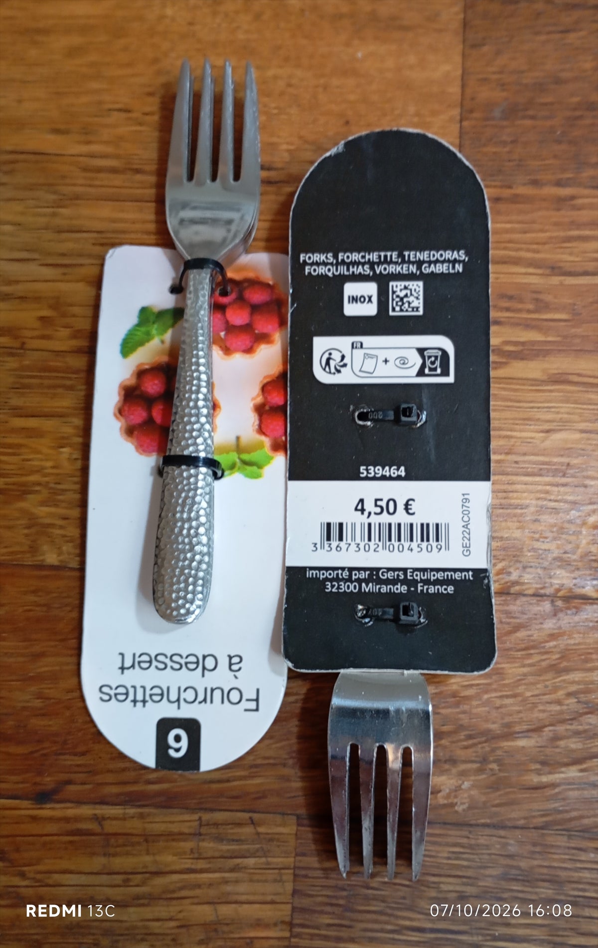 Lot de 6 fourchettes à dessert en inox martelé