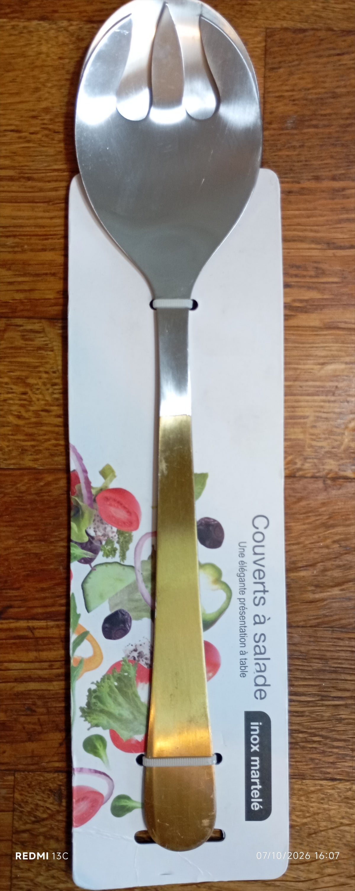 Couverts à salade inox martelé