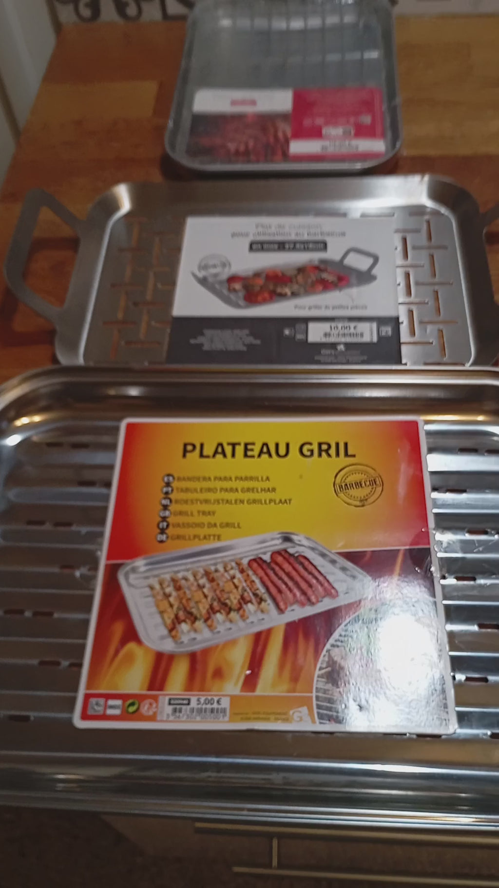 Lot de 3 plats barbecue en inox