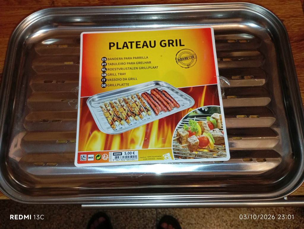 Lot de 3 plats barbecue en inox